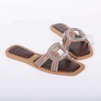 Y Sandalias de diamantes Moda Zapatillas de playa planas con punta abierta para mujer - details 5