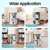 Torre de estantería giratoria de 2 niveles, estantería giratoria de esquina, 360 °   Estantería giratoria para almacenamiento de libros, estantería de exhibición de pie para libros, utilizada para dormitorio, sala de estar (2 niveles) - details 2