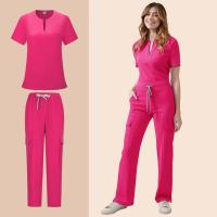 Uniforme médico para mujer, conjunto exfoliante de enfermera, Top con bolsillo y pantalones, traje de 2 piezas, ropa para quirófano de enfermería, Ropa de Trabajo para salón de belleza - details 9
