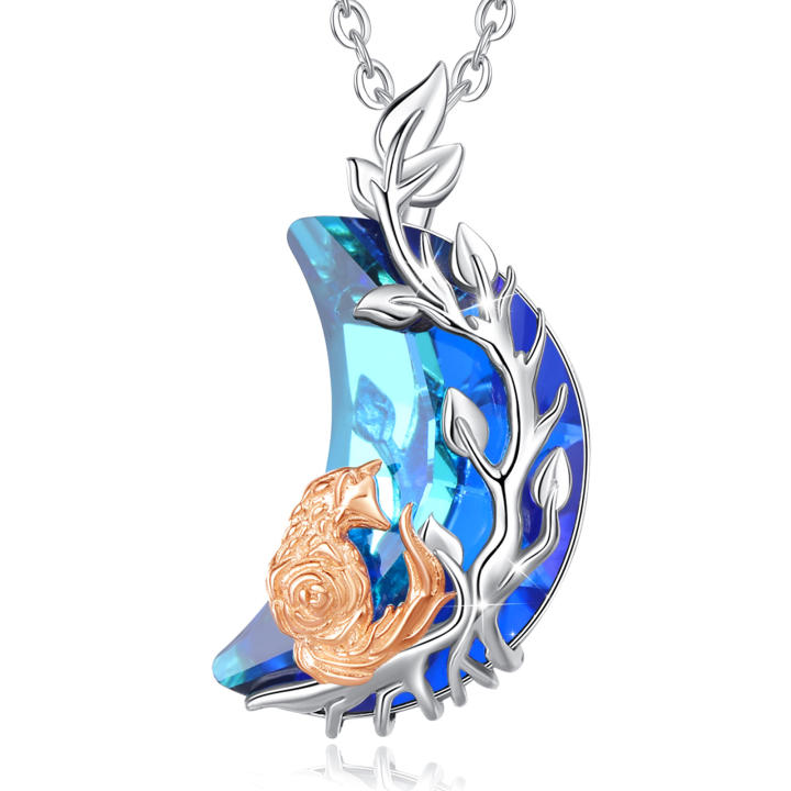 Eudora-collar de plata de ley 925 con forma de luna y zorro, colgante de árbol de la vida de cristal austriaco, joyería de lujo, regalos de fiesta para hombre y mujer