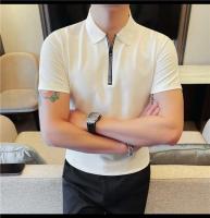 Polo de manga corta bordado de malla transpirable de verano para hombre, camiseta informal de negocios con solapa y media cremallera, - details 10
