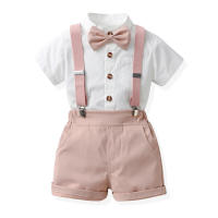 Conjunto de verano para niños, camisa elegante para bebé, monos de estilo coreano para niños, conjunto de traje de caballero de boda con lazo - details 1