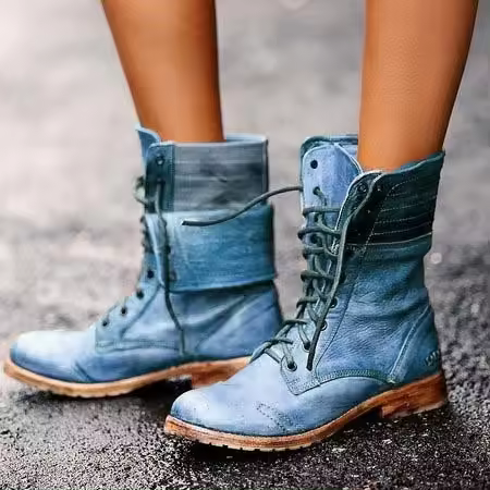 Botas martin para mujer, botas cortas informales con cordones, zapatos para mujer - 1