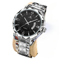 Hombre calendario luminoso impermeable moda cuarzo simple negocios casual mesa de diamante - details 0