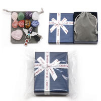 Colgante de ala de Ángel de 7 Chakras Natural, forma de corazón, cuarzo rosa, piedras pulidas caídas, juego de cristales curativos de energía, regalo con caja - details 3