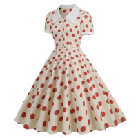 Vestido hepburn vintage de punto de onda, elegante - details 1