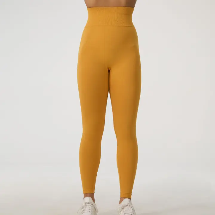 Pantalones de yoga elásticos para mujer, cintura alta, sin costuras, Crunch Ass, gimnasio, leggings - 1
