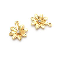Colgantes de latón y circonita de Color dorado de 18K, varios dijes de flores, joyería artesanal de alta calidad, accesorios para collar y pendientes - details 38