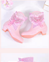 Botas de princesa para niñas Botas medianas cálidas para niños con lazo de pelo - details 10