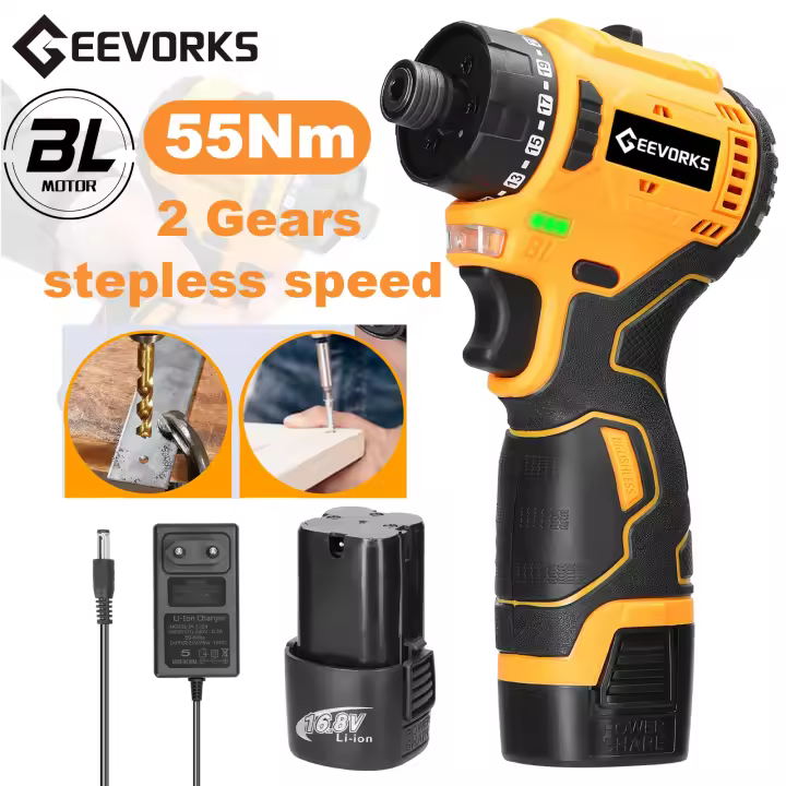 Llave de destornillador recargable 1300mAh para reparación de taladro eléctrico sin escobillas 16.8V Lithium 55Nm Torque Herramienta eléctrica DIY - 1