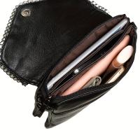 Bolso Cruzado Chic y Edgy Estilo Vintage Biker con Cadena, Hebilla de Cierre de Cremallera, Doble Compartimento, Bolso de Hombro Retro y Duradero - details 4