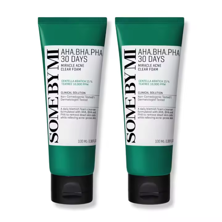 SOME BY MI AHA BHA PHA Paquete de espuma milagrosa de 30 días de 2 limpiadores de ácido salicílico Exfoliación Control de sebo – Limpiador facial suave para el acné - 1