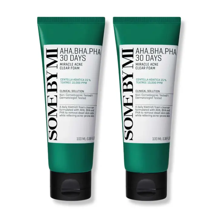SOME BY MI AHA BHA PHA Paquete de espuma milagrosa de 30 días de 2 limpiadores de ácido salicílico Exfoliación Control de sebo – Limpiador facial suave para el acné - 1
