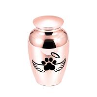 urna de cremación para cenizas de mascotas Recuerdo de alas de ángel, estampado de patita de perro, personalizable, fecha, tarro de cenizas de aleación de aluminio - details 3