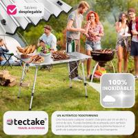 Mesa Camping Plegable con Altura Ajustable, Mesa Auxiliar de Aluminio con Topes, Mesa Exterior para Jardín, Terraza, Picnic, con Red de Almacenamiento y Bolsa de Transporte, 120x70,5x79 - Negra - details 17