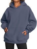 Sudaderas con capucha para mujer, corte holgado con bolsillo gris, ropa de diseñador coreano de los años 2000 - details 3
