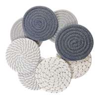 Posavasos de algodón con soporte para bebidas, posavasos absorbentes minimalistas para el hogar, 8 piezas, 4 colores - details 0