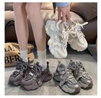 2025 primavera y otoño nueva malla de fondo grueso esponja pastel versátil Popular corto altura creciente Casual zapatos de mujer - details 6