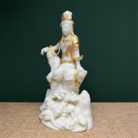 Fruta de marfil pintada con oro, estatua de Buda Guanyin libre y sin restricciones, hogar creativo, sala de té, estudio, estante antiguo - details 3