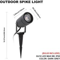 Exterior 4 Piezas, 5W Luces LED Exterior Jardin Suelo con Estaca Blanco Cálido IP65 Impermeable Lámpara para Camino Césped Patio, Aluminio, Gris oscuro - details 1