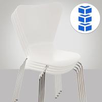 Silla de Visita Apilable Calisto I Silla de Comedor Apilable & Asiento de Madera I Silla de Cocina con Base de Metal, Color:Blanco - details 3