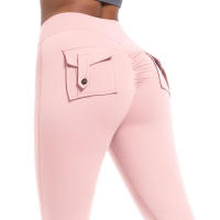 Pantalones deportivos elásticos para mujer, gimnasio con bolsillos, entrenamiento para correr, pantalones altos SexIs Belta, levantamiento de glúteos de Color sólido - details 25