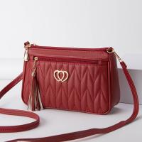 Bolso cruzado de gran capacidad para mujer, decoración con borlas, bolso de hombro con entramado y cremallera, bolso de bolsillo, bandolera de cuero de PU - details 7