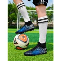 Botas de fútbol profesionales para hombres, zapatos de fútbol para niños, tacos altos para el tobillo, zapatos de entrenamiento de césped. - details 2