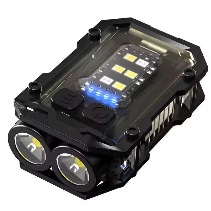 Linterna EDC de 200 lúmenes con luz blanca, roja y azul, 8 modos, mini linterna de llavero de bolsillo, recargable por USB-C, imán trasero, linterna impermeable IPx4 para acampar, al aire libre - 1