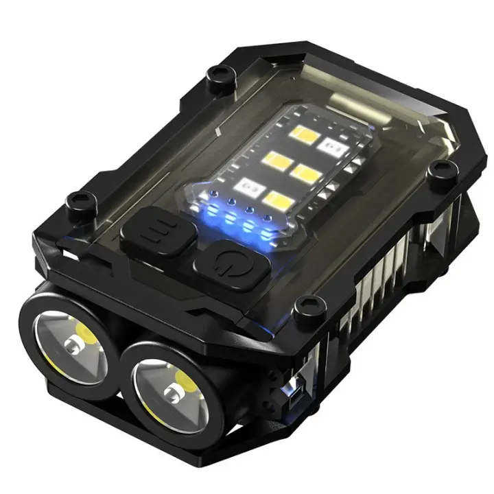 Linterna EDC de 200 lúmenes con luz blanca, roja y azul, 8 modos, mini linterna de llavero de bolsillo, recargable por USB-C, imán trasero, linterna impermeable IPx4 para acampar, al aire libre - 1