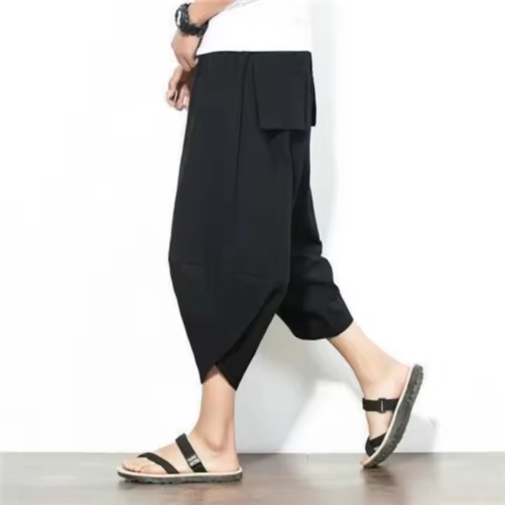 Pantalones cortos de lino para hombre en verano estilo étnico de nailon moda de 9 pulgadas - 1