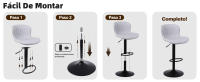 Taburetes de cocina, taburetes de bar regulables en altura, con respaldo y reposapiés, taburetes altos para cocina, bar y comedor, gris claro - details 3