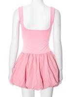 OUWU- Vestido corto sin mangas de retazos para mujer, minivestido mullido de moda para playa y fiesta de noche, 2024 - details 15