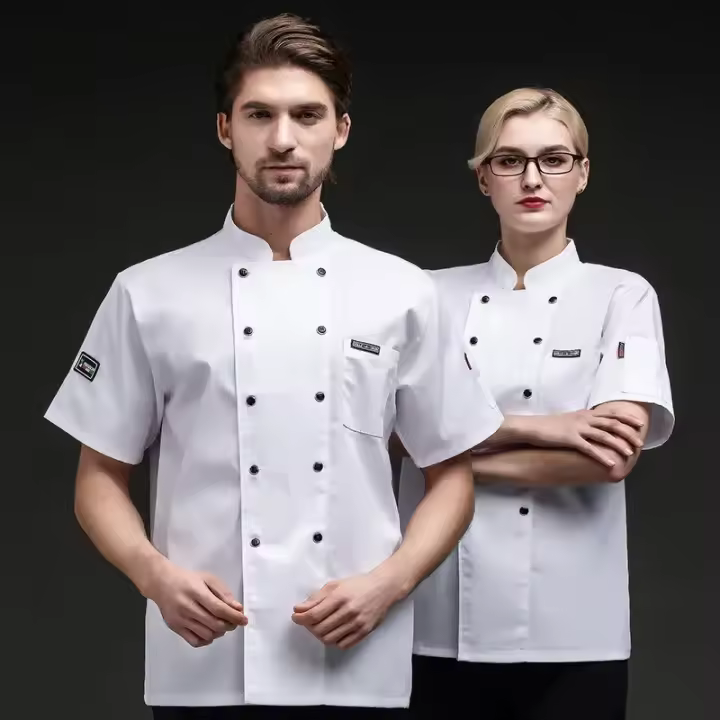 Restaurante Cafeteri Back Kitchen Uniforme de trabajo de Chef de malla transpirable para hombres y mujeres Hotel de verano de manga corta - 1