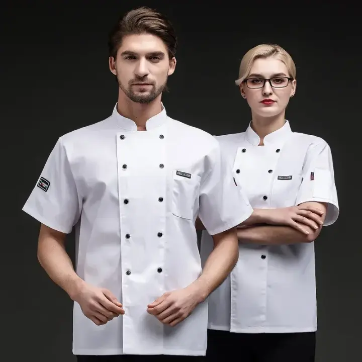 Restaurante Cafeteri Back Kitchen Uniforme de trabajo de Chef de malla transpirable para hombres y mujeres Hotel de verano de manga corta - 1