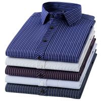 5XL primavera y otoño nueva camisa de manga larga para hombres delgada de negocios Casual sin hierro verano bolsillo grande a rayas Slim Fit - details 3