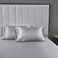 Fundas Almohada Verano Satinado Color Sólido Satin Juego de 2 para Cama Transpirable Suave y Lavable - details 2