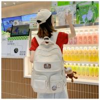 Nueva y bonita versión coreana de la mochila del campus ins para estudiantes femeninas de primaria y secundaria de gran capacidad, mochila ancha con correa para el hombro fuerte y duradera. - details 26