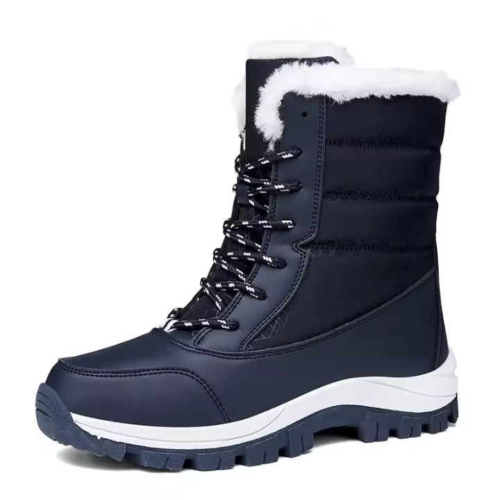Botas de nieve antiesquí para mujer, zapatos grandes de algodón, terciopelo grueso, cálidas, de invierno medio alto - 1