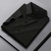 Nueva camisa de manga corta de negocios informal de color sólido, adecuada para hombres cómodos, libres y resistentes a las arrugas de todas las estaciones. - details 7