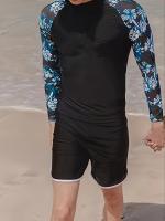 Traje De Baño Para Hombres, Ajustado Y De Secado Rápido, Traje De Buceo De Manga Larga + Pantalones Cortos Activos + Leggings - details 3