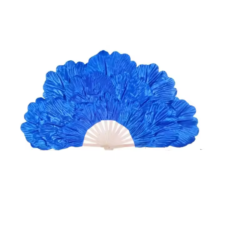 Abanico de baile de pétalos de peonía de estilo chino, abanico de rendimiento Yangko de gran tamaño multicapa, marco de bambú, abanico plegable de flores - 1
