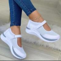 Zapatos de mujer, informales, con hebilla de nailon, transpirables, de punto grueso - details 2