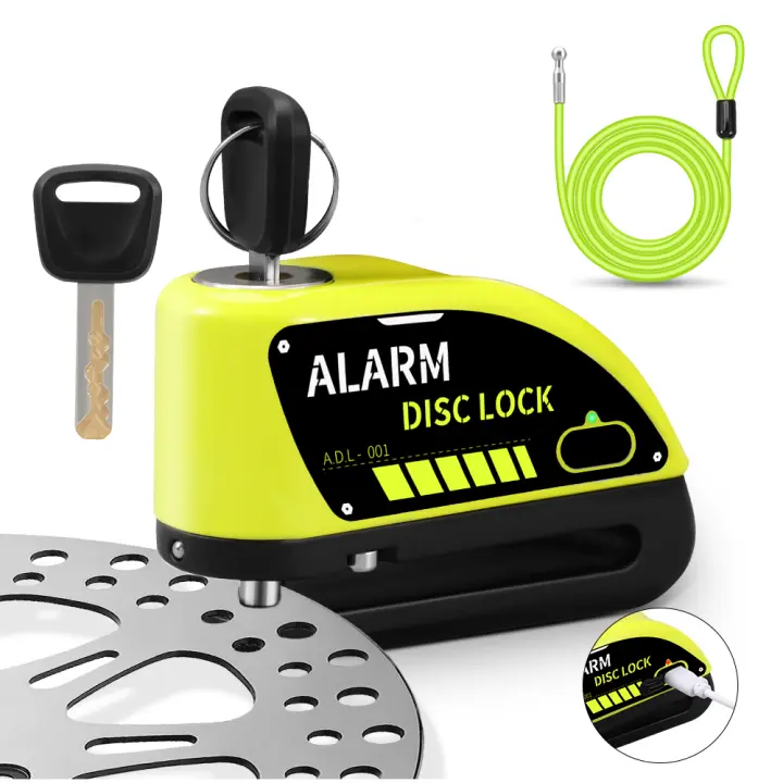 Cerradura de Motocicleta Recargable Anchtek Alarma de Motocicleta 120db Seguridad Accesorios de Moto Antirrobo con Disco de Freno - 1