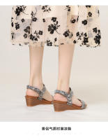 Sandalias de cuña para mujer, verano 2025, nuevo estilo, estilo bohemio, para vacaciones en la playa, retro, tejidas, cómodas, romanas. - details 9