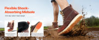 SucceBuy UK Tamaño 7.5 Punta de acero, Botas de trabajo impermeables con punta de mocasín para hombres, Suela de goma EVA antideslizante y transpirable, Marrón - details 1
