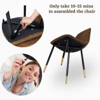 Juego de 4 sillas de comedor con asiento y respaldo suaves, con patas de metal macizo, para salón, dormitorio, cocina o comedor, ante marrón - details 31