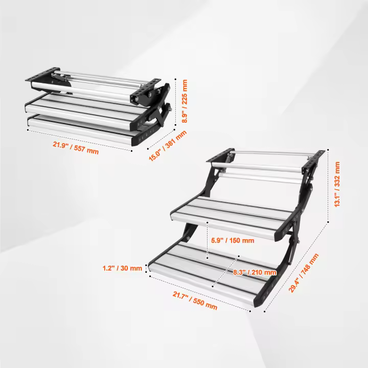 SucceBuy Escalones para vehículos recreativos, escaleras antideslizantes de acero al carbono, con pasamanos, entrada segura para vehículos recreativos, remolques y caravanas - 1