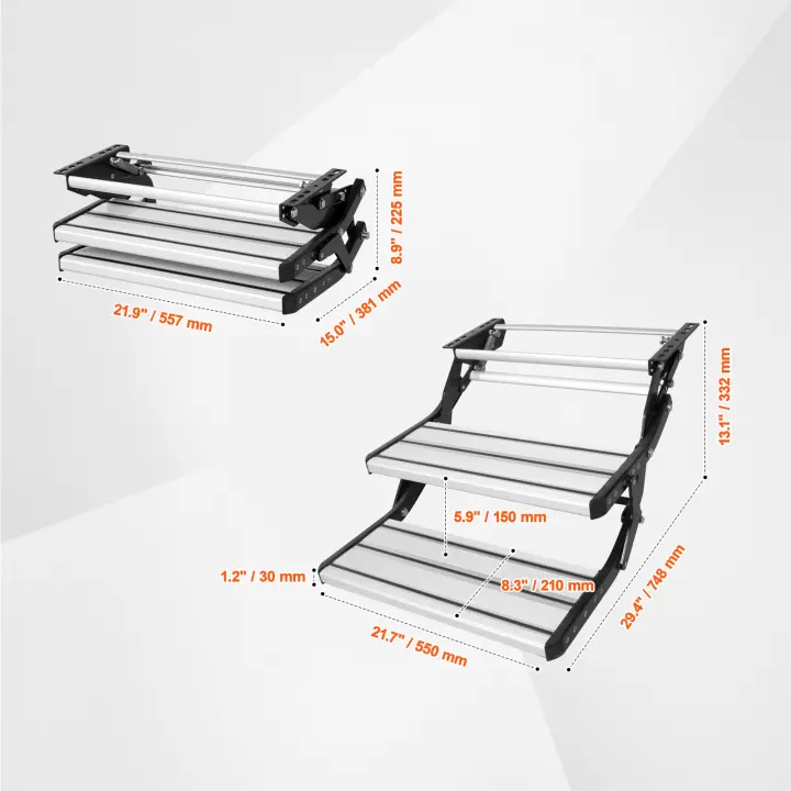 SucceBuy Escalones para vehículos recreativos, escaleras antideslizantes de acero al carbono, con pasamanos, entrada segura para vehículos recreativos, remolques y caravanas - 1