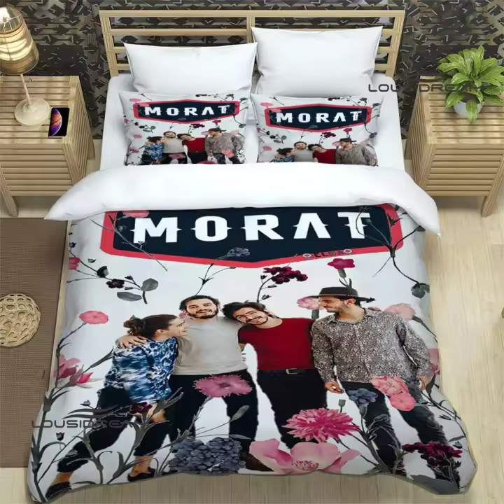 Exquisito Conjunto de Cama de Banda Morat Cubierta de Edredón, Cojín, Funda de Cama - 1